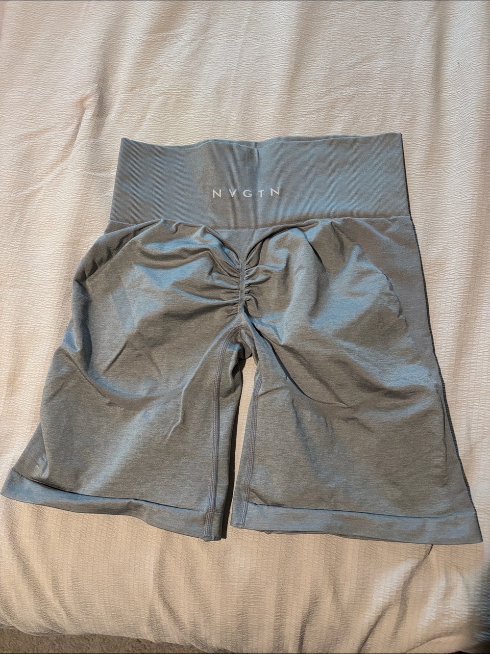 NVGTN Scrunch Contour High-Waist Biker Shorts — Gray